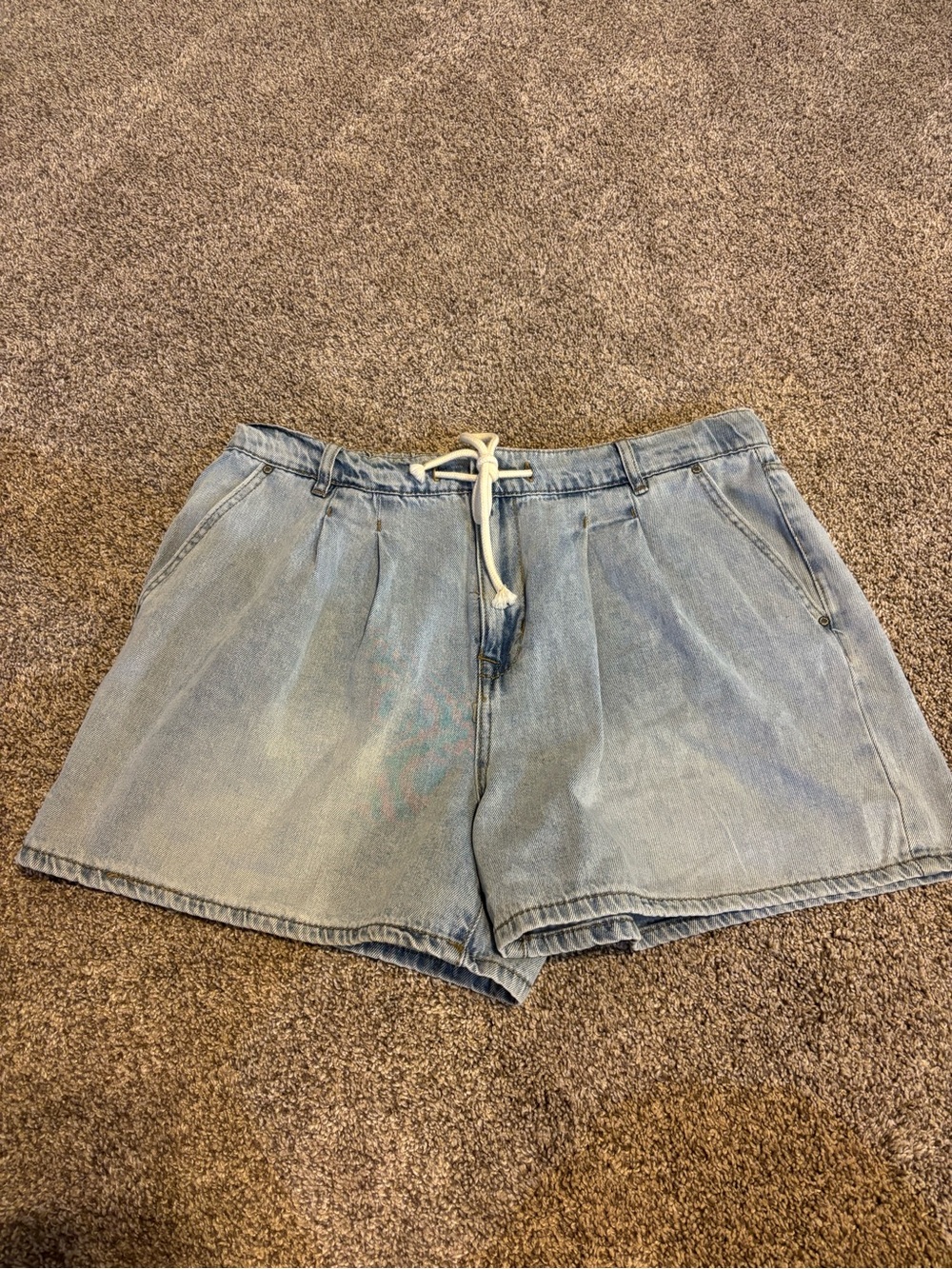 Kensie Light Blue Denim Drawstring Women's Shorts